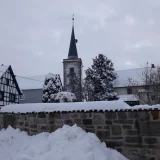 Pferdingsleben Kirche im Schnee Sandra Kamm