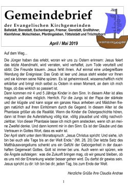 Gemeindebrief April Mai 2019